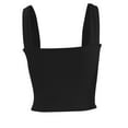 thumbnail image 4 of Jewelreauty Womens Square Neck Crop Tank Tops Casual Sleeveless Wide Strap Slim Fitting Solid Blouses (S, Black), 4 of 8