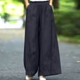 thumbnail image 6 of Mifsaly Flowy Pants for Women High Waisted Wide Leg Palazzo Pants Floral Embroidery Loose Casual Summer Trousers with Pockets Black,M, 6 of 6