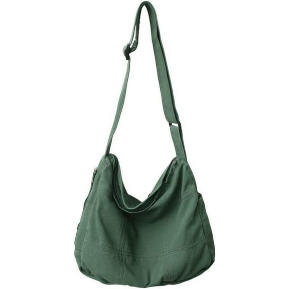 Kukuzhu Japanese Washed Canvas Crossbody Bag Preppy Dark Shoulder Bag Harajuku Hippie Hobo Bag Preppy Messenger Bags (Black,One size)