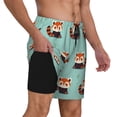 thumbnail image 3 of Picia Fox pattern Mens Swim Trunks with Compression Liner Stretch Beach Shorts Quick Dry with Zipper Pockets No-Chafing Board Shorts-X-Large, 3 of 9