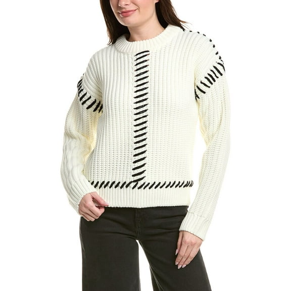 English Factory womens Stitch Detailed Chunky Sweater, s, White