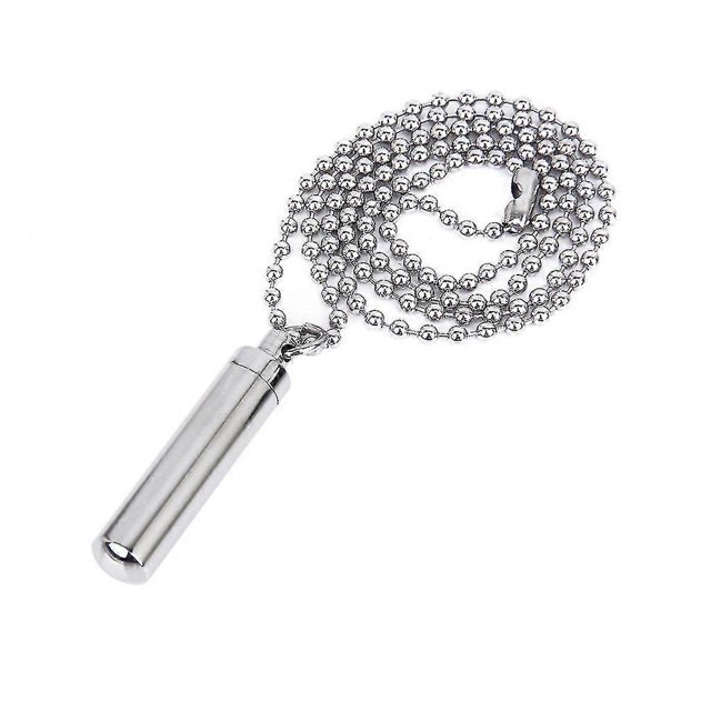 Stainless Steel Pill Case Holder Cylinder Cremation Urn Memorial Pendant Necklace Keepsake 49*9mm---Product code 36785
