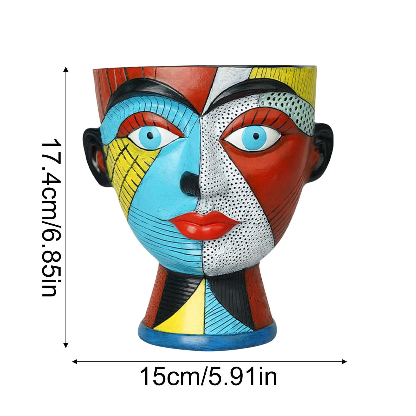Plant pots Abstract Face Flower Pot Colorful Unique Shaped Resin Vase with Drainage Holes Handmade Decorative Planter for Modern Home Decor and Artistic Indoor Gardening for Indoor Outdoor