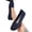 01#Dark Blue, variant on Women Breathable Knit Fabric Slip On Flats Scalloped Edge Round Toe Soft Flexible Non Slip Casual Walking Shoes