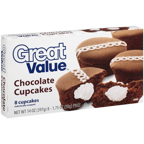 Great Value Chocolate Cupcakes, 14 oz, 8 Count