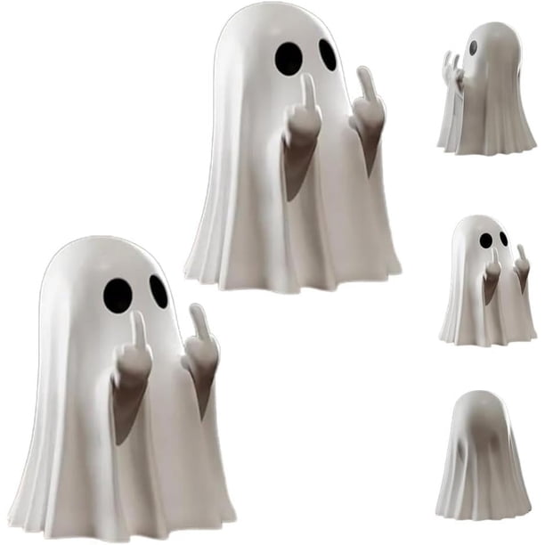 Adorno de fantasma hostil, fantasma hostil impreso en 3D en el dedo medio, estatua de fantasma espeluznante de dedo medio divertida, fantasma de dedo medio divertido de Halloween, decoraciones espeluz