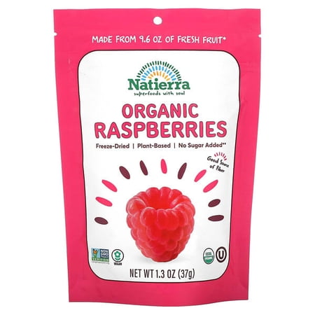 Natierra, Organic Freeze-Dried Raspberries, 1.3 oz Pack of 4