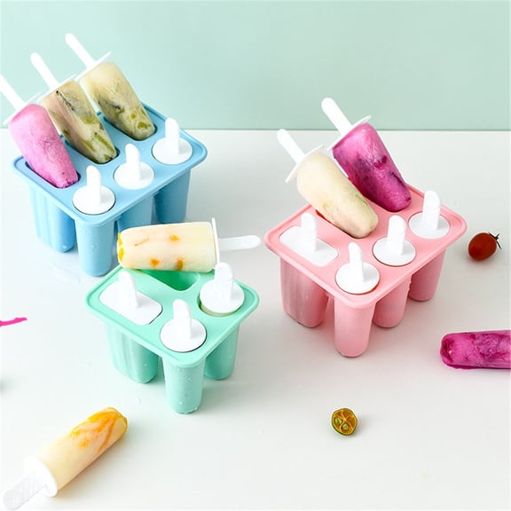 Silicone Popsicle Molds with Sticks, 6 Cavity Ice Pop Mold, 2 Shapes, Reusable Ice Mold, Easy Release Popsicle Maker for Children & Adults