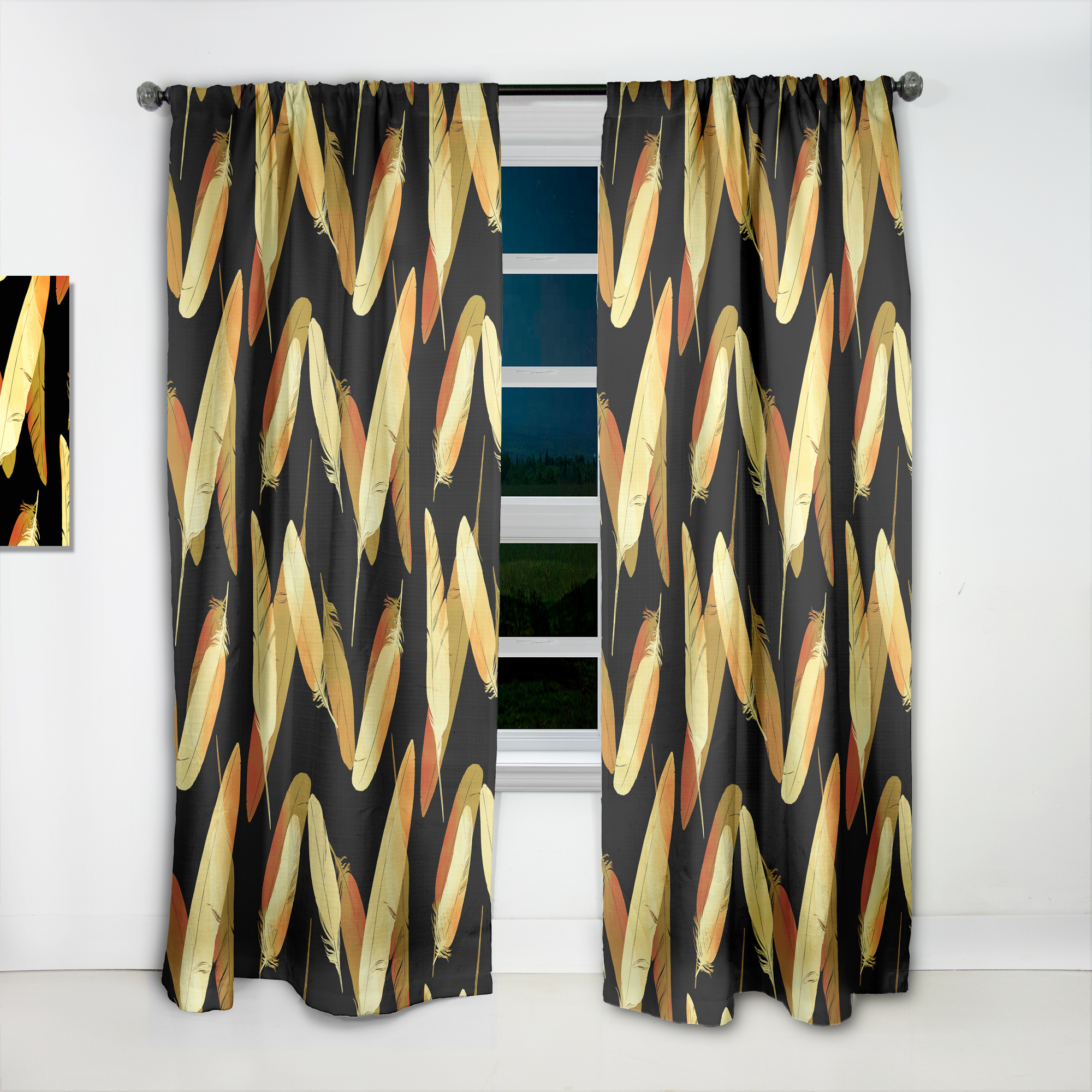 Designart 'Bird Feathers VI' Southwestern Curtain Panel