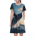 thumbnail image 1 of Bixox Robe d'Été à Manches Courtes pour Femmes Robe Ample Longueur Genou avec Poches-Baleine Dansante, 1 of 7