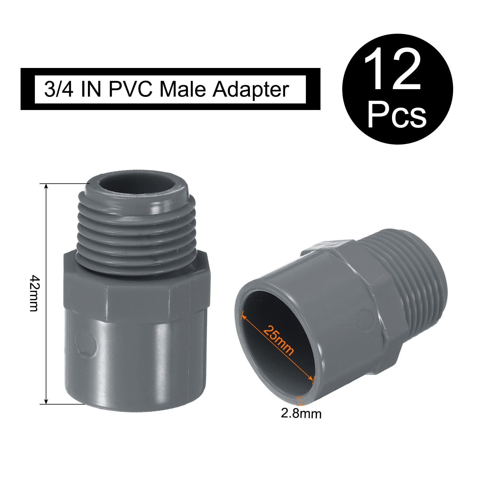 Unique Bargains 12 Pcs Union Pipe Fitting 3/4 Male Adapter Thread Connector