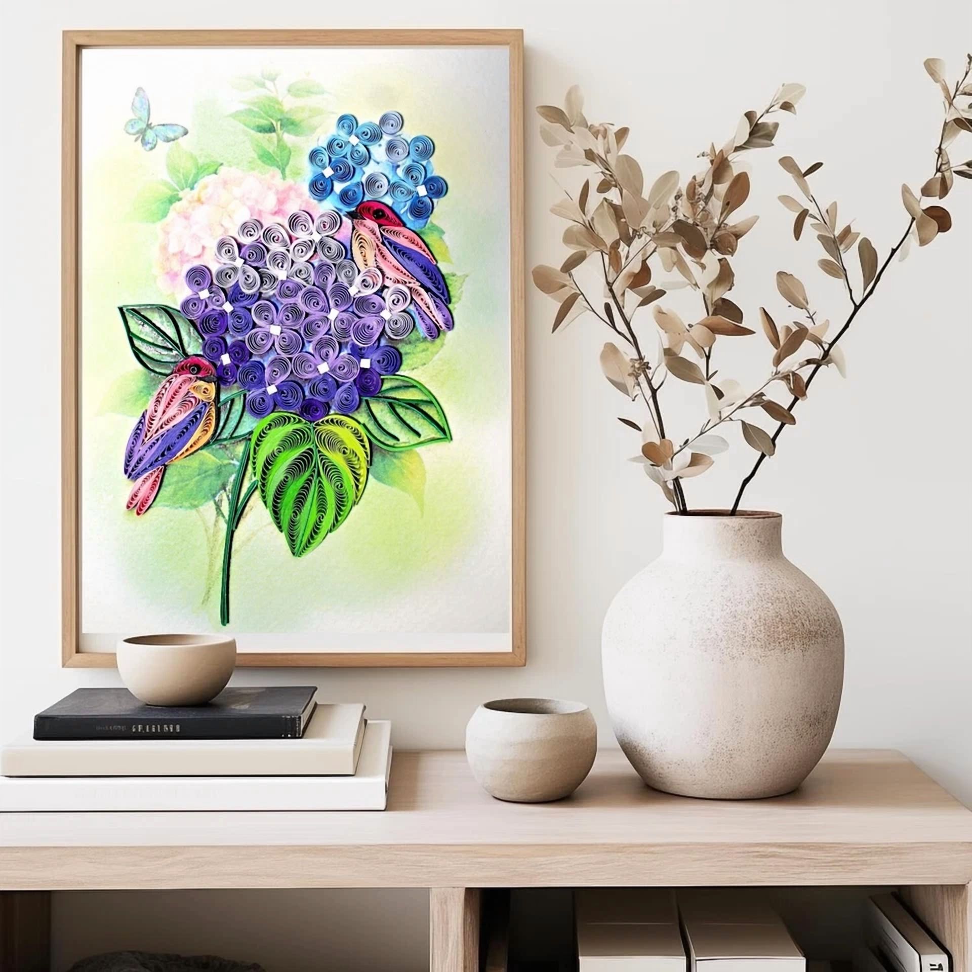 Hydrangea Quilling Greeting Card - Unique Dedicated Handmade Art