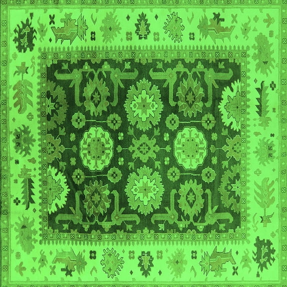 Ahgly Company Indoor Square Oriental Green Traditional Area Rugs, 5' Square