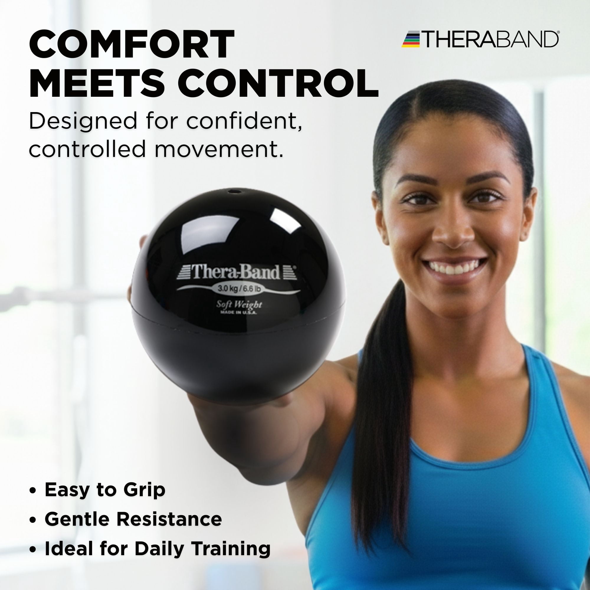 THERABAND Soft Weight 6.6 Lb, 4.5" Ball-Shaped Isotonic Exercise Balls for Physical Therapy, Weighted Ball Set for Pilates, Shoulder Strength & Rehab, Color-Coded, Portable & Easy to Grip