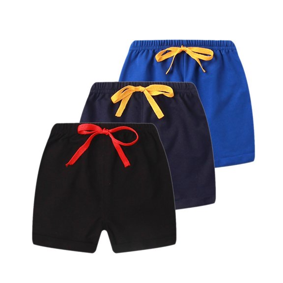 Atogsazn Toddler Boys 3 Pack Jogger Shorts Kids Casual Athletic Elastic Waist Drawstring Short Pants with Pocket Summer Navy 2-3 Years Fashion