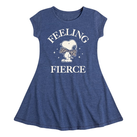 Peanuts - Feeling Fierce Snoopy Girls' Fit & Flair Cap Sleeve Graphic Dress