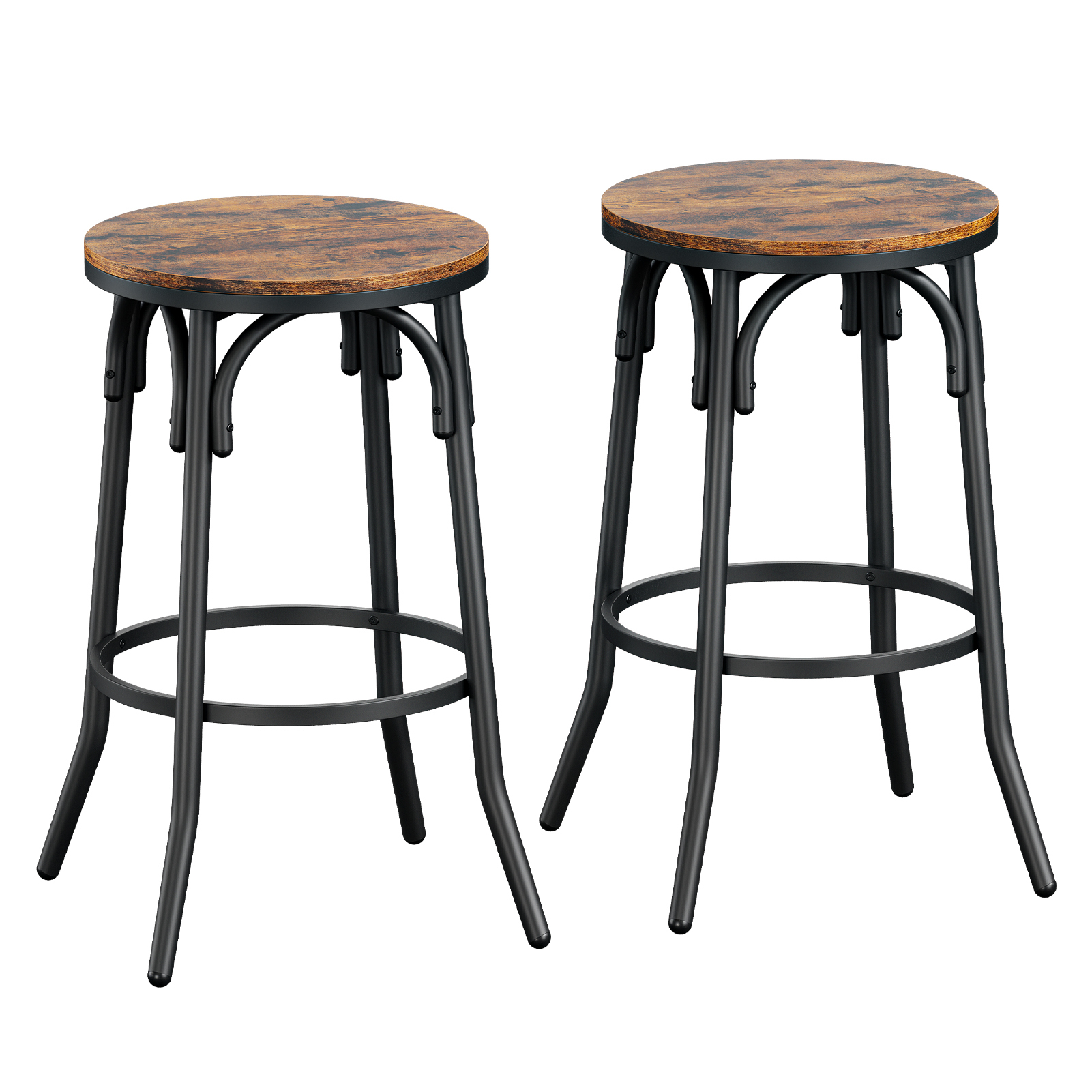 Yartaka Set of 2 Bar Stools,Kitchen Round Bar Chairs with Footrest