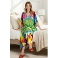 thumbnail image 4 of HAPPY BAY Women's Summer African Beach Maxi Plus Size Caftan Casual Slit Dress Loungewear Dashiki Dresses for Women 2X-3X Sage, Geometric, 4 of 5