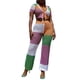 thumbnail image 2 of VISgogo, camisetas y pantalones de manga corta tejidos para mujer, ropa de verano con vendaje frontal en la cintura elástica a juego de colores VISgogo moda, 2 of 6