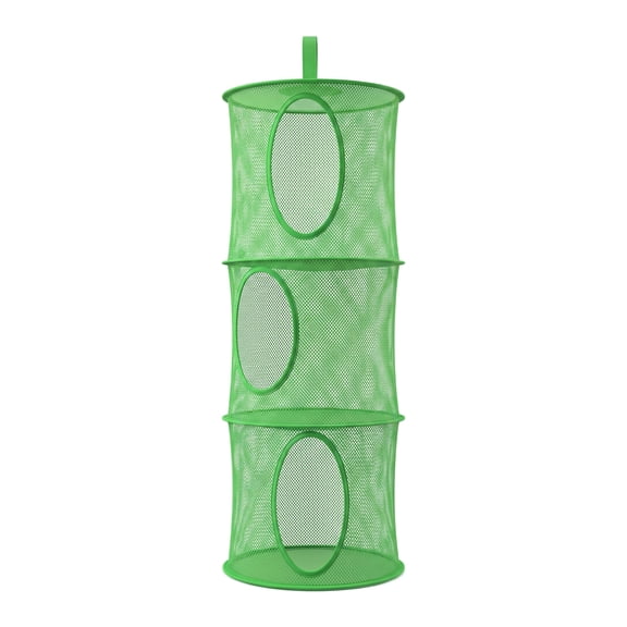Stuffed Animal Storage, Multilayer Dry Rack,Foldable Storage Organizer Hanging Mesh Toy Storage Basket Underwear Socks Organiser Cage（Green)