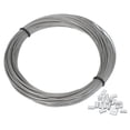 thumbnail image 1 of Uxcell 1/32" Wire Rope Vinyl Coated 98ft Steel Wire Cable with Crimping Sleeve Clear, 1 of 7