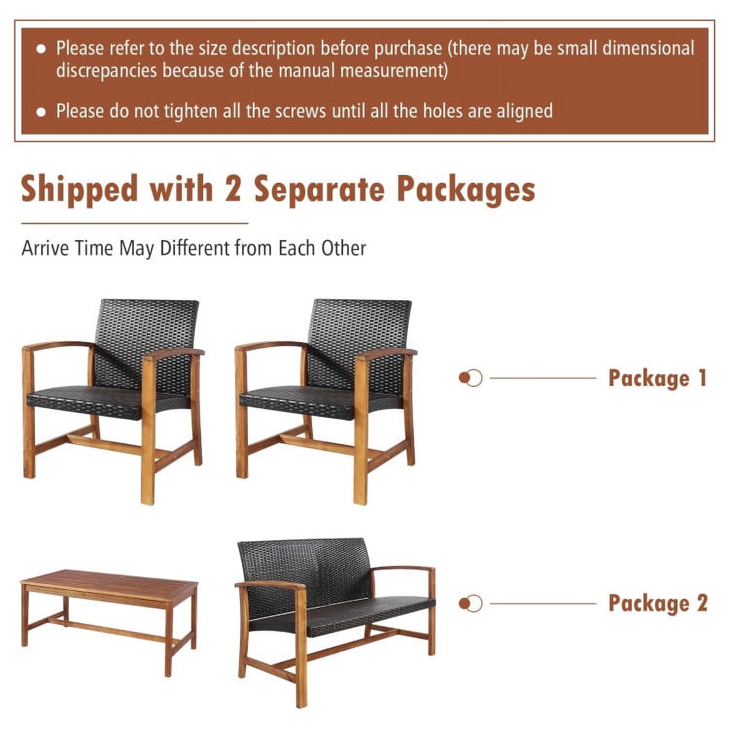 Aimee Lii 4 Pieces Rattan Patio Furniture Set with Solid Acacia Wood, Outdoor Patio Furniture Aimee Lii 4 Pieces Rattan Patio Furniture Set with Solid Acacia Wood, Outdoor Patio Furniture