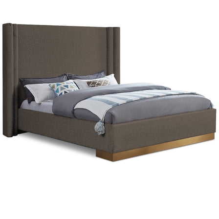 Meridian Furniture Halton Brown Boucle Fabric King Bed
