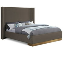 Meridian Furniture Halton Brown Boucle Fabric King Bed