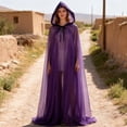 thumbnail image 6 of Hooded Cloak Adult Sheer Cape Witch Queen Cosplay Costume for Halloween Christmas Special Festivals Renaissance, 6 of 7