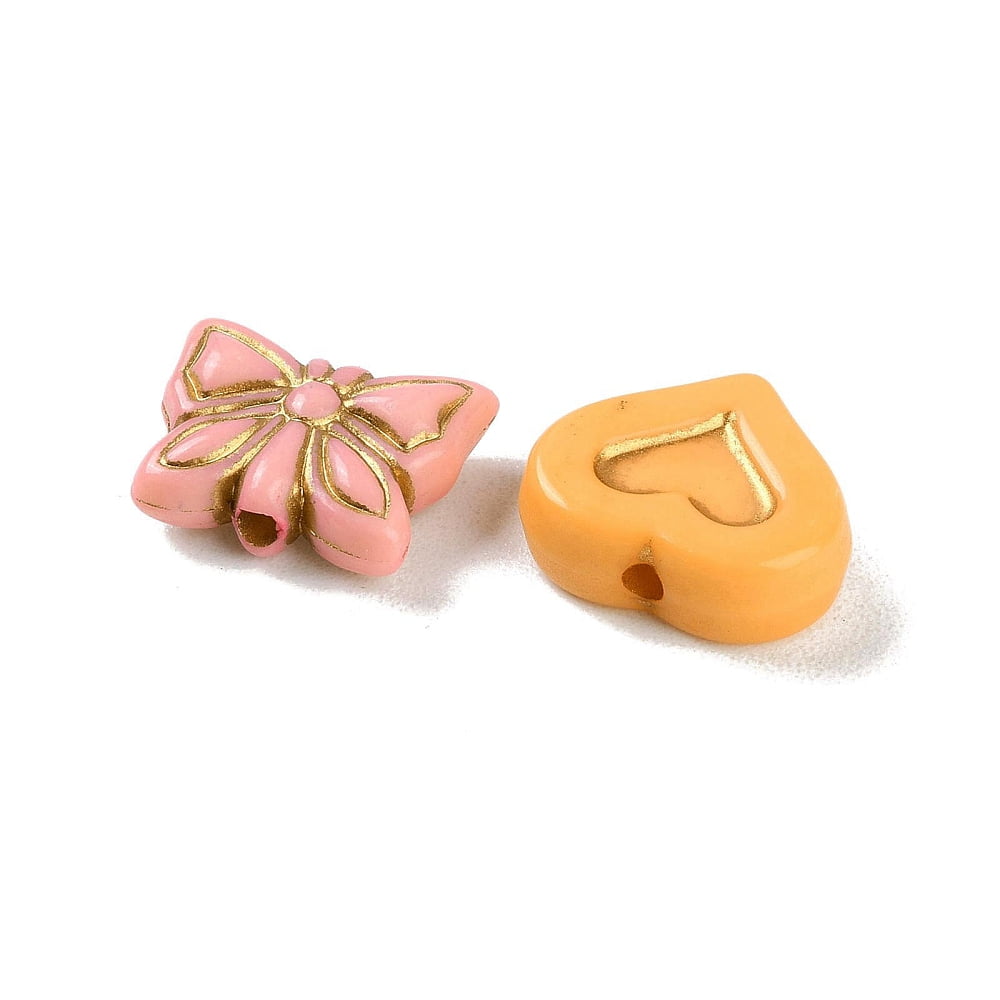 500gs Opaque Acrylic Beads Metal Enlaced Mixed Shapes Mixed color 8~17x8~18x3.5~10mm Hole: 1.2~2mm about 765pcs/500g