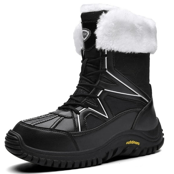 Faux Fur Lined Snow Boots for Women Waterproof Warm Winter Shoes Mid Calf Outdoor Hiking Boots