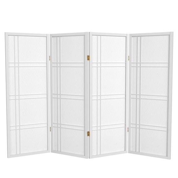 4 ft. Tall Japanese Design Double Cross Lattice Screen - White - 4 Panels