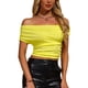 thumbnail image 1 of Camiseta corta de manga corta ajustada sin hombros para mujer XL Amarillo Brillante, 1 of 6
