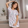 thumbnail image 3 of Lsque Rabbit Eating Pattern Nightgowns for Women Sleep Shirts Short Sleeve Nightshirt Pullover Nightdress Soft Sleepwear Relaxed Fit Nightdress, 3 of 6