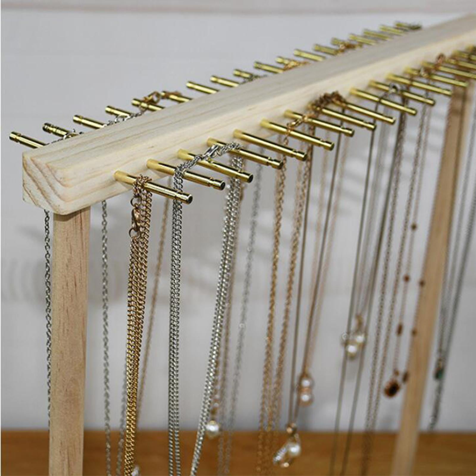 Modern Jewelry Organizer Display Stand Wooden Necklace Holder Display with  Hooks Countertop for Cuffs Bracelets Anklet s Storage 12 Hangers