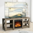 thumbnail image 6 of Sesslife Fireplace TV Stand for 65 Inch TVs, Modern TV Console Table with 18" Electric Fireplace, Wood Entertainment Center with Open Storage Space and Adjustable Shelves for Living Room, Gray, 6 of 8
