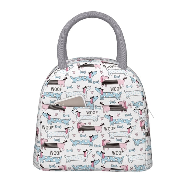 Balery Dachshund Dog Puppy Bolsa de Almuerzo para Mujeres, Caja de Almuerzo, Bolsa de Almuerzo Pequeña Impermeable, Tote de Almuerzo Reutilizable con Gran Capacidad