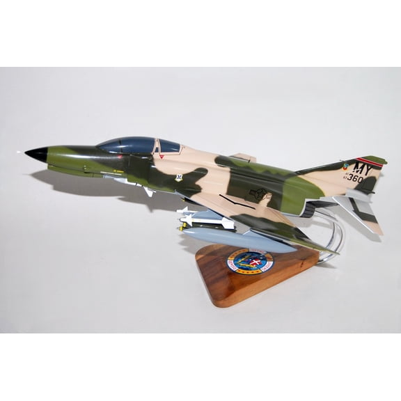 68th Fighter Squadron Lightning Lancers F-4E Model,  1/42 (18") Scale, Mahogany