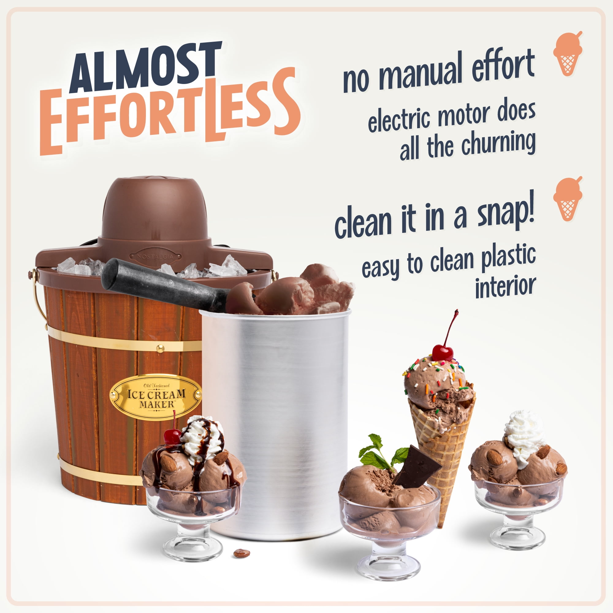 Nostalgia 4 Quart Wood Bucket Ice Cream Maker Walmart
