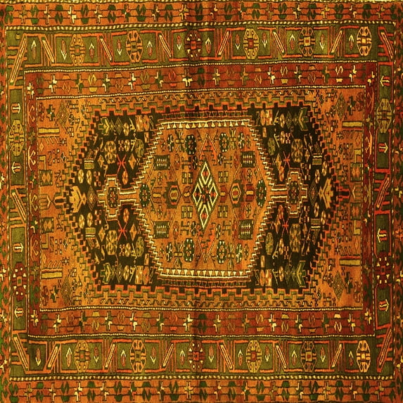 Ahgly Company Indoor Square Persian Yellow Traditional Area Rugs, 3' Square