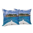 thumbnail image 6 of Ambesonne Blue Throw Pillow Cover 2 Pack, Boat Exotic Journey Tropic, 20", Blue Green Ivory, 6 of 6