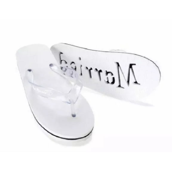 Darice Women's Shoes Slip-Resistant Flip-Flops, Flat Heel Round Toe, White, 11"