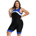 thumbnail image 3 of Womens Boyshort One Piece Zipper Swimsuit Plus Size Contrast Color Bathing Suit Athletic Bodysuit Royal Blue XXL, 3 of 7
