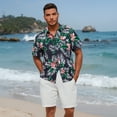 thumbnail image 5 of Sumtumn Hawaiian Shirt Summer Short Sleeves Button Down Shirt Beach Dress Shirts Navy Blue 3XL, 5 of 7