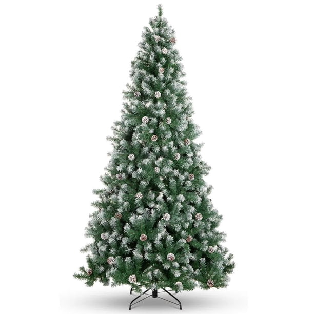 Qinaqin 7.5 FT Prelit Artificial Christmas Tree cm de Anchoarm Blanco Lights Mediano Redondo Pinecone Profundidadcoration Plegable Soporte con On/Off Foot Pedal para Alturaoliday de