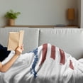 thumbnail image 3 of Grunge Soft Flannel Fleece Throw Blanket, American Flag Print as Star Shaped Stripes National Emblem Illustration, Cozy Plush for Indoor and Outdoor Use, 70" x 90", Navy Brown, by Ambesonne, 3 of 5