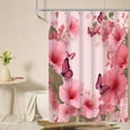 thumbnail image 6 of Pink Hibiscus Butterfly Shower Curtain, Floral Bathroom Curtain, Spring Decorative Bath Curtain for Tub Shower, 66x72in, 6 of 6