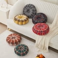 thumbnail image 2 of Nvzi-a Plaid Throw Pillows Round Pleated Soft Comfy Chair Seat Cushion (Coffee, Diameter 16"), 2 of 4