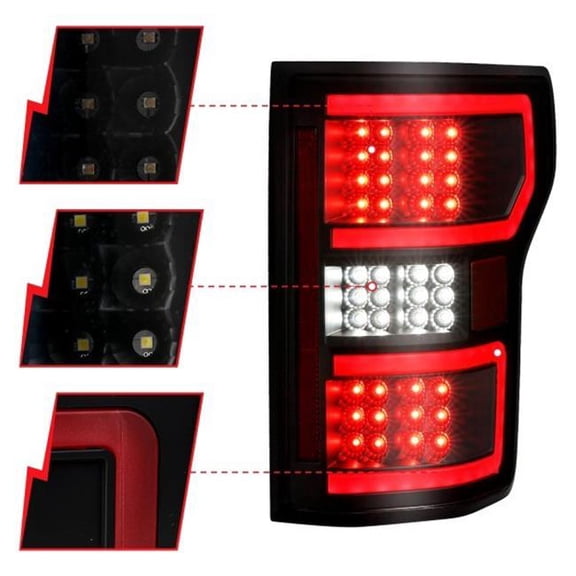 311314 Black Sequential Fiber Optic LED Tail Lights for 2018-2020 Ford F-150