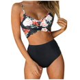 thumbnail image 1 of Femmes Croisent la Taille Haute Chaîne Floral Imprimé 2 Pièce Maillot de Bain, 1 of 6